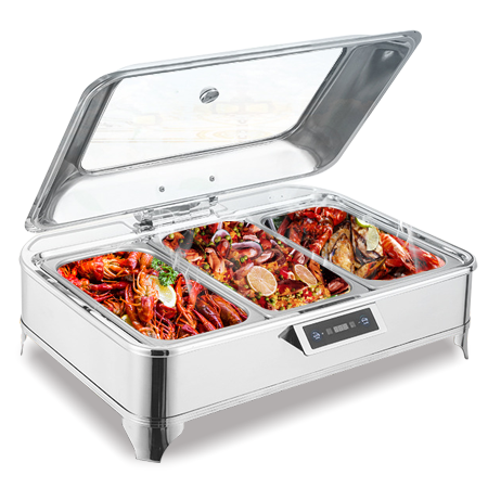 3044am永利长方形豪华感应自助餐炉 一体电热304不锈钢早餐布菲炉